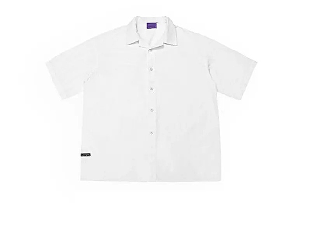 Button Down Short Sleeve Shirt- Plain White - 1