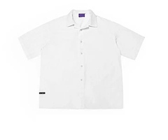 Button Down Short Sleeve Shirt- Plain White - 1