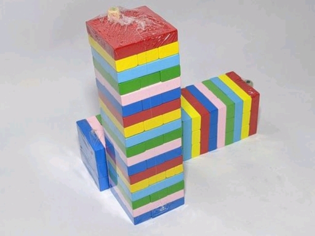 Coloured Wooden Jenga Blocks Game - 2/3