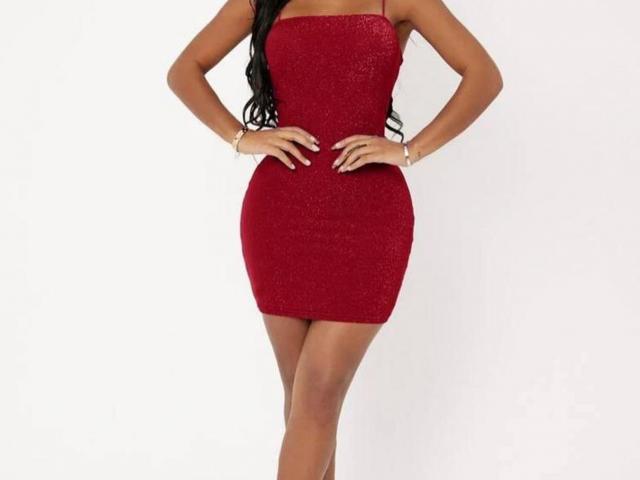 Shein Red Shiny Body Con Dress - 1