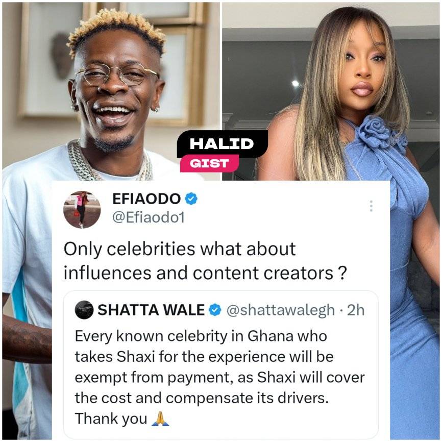 Efia Odo replies Shatta Wale, Sparks Conversation with a Bold Tweet! Are Content Creators Not Celebrities?