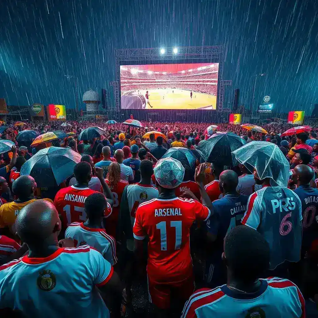 Accra Fans Brave Downpour for Champions League Final Viewing Party
