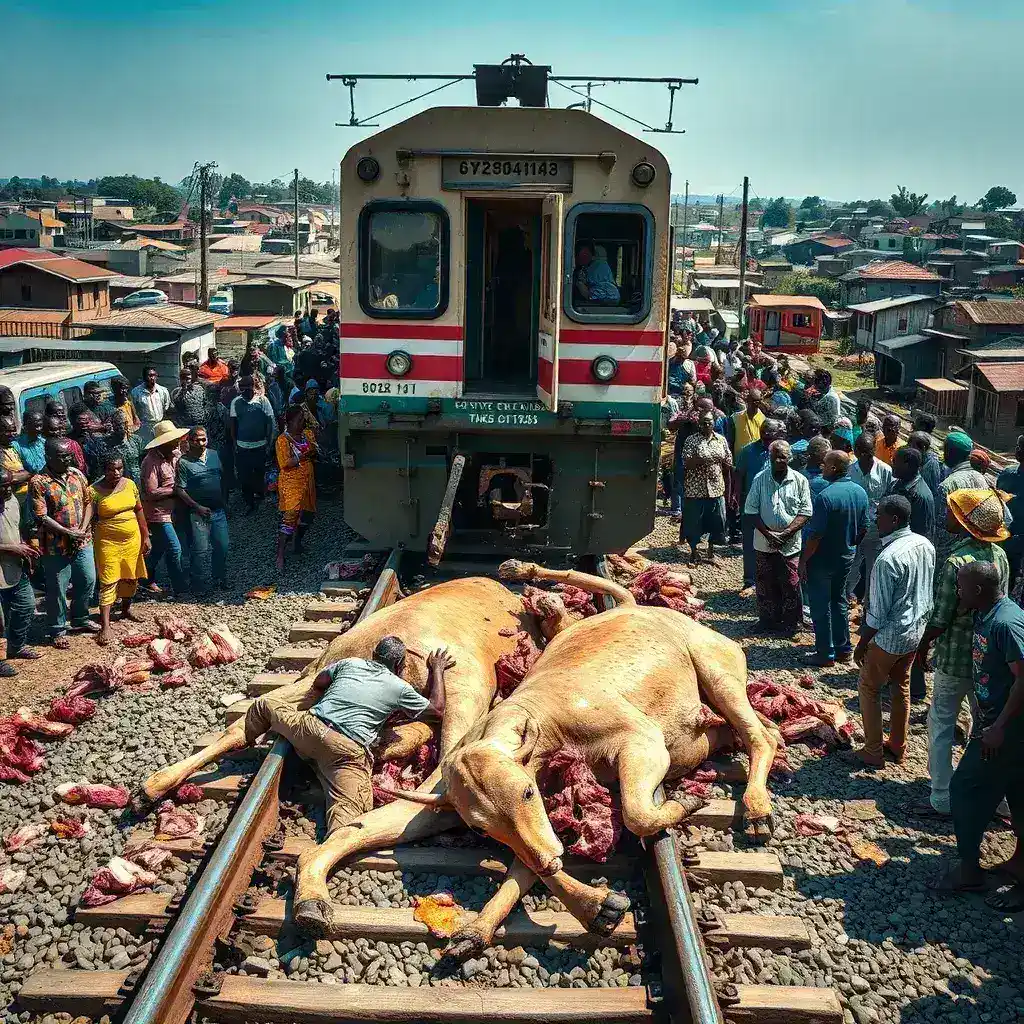 Cows Killed in Train Collision, Residents Scramble for Meat in Accra