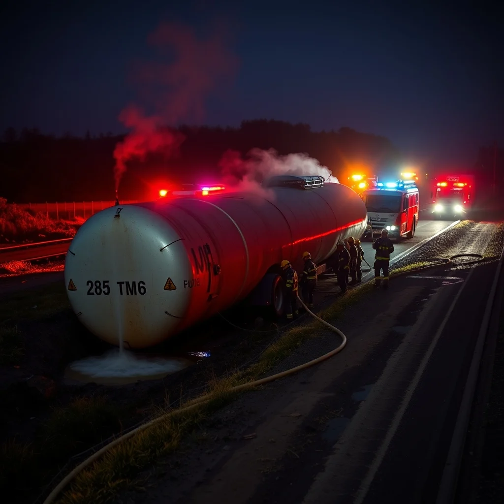 Fuel Tanker Overturns Near Anyinam, Prompting Large-Scale Emergency Response