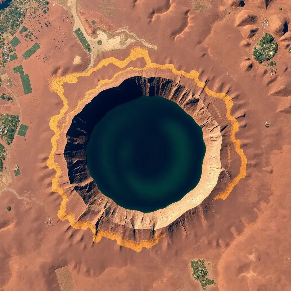 Shimmering Gold Veins Emerge Around Ghana's Sacred Lake Bosomtwe in New Satellite Imagery