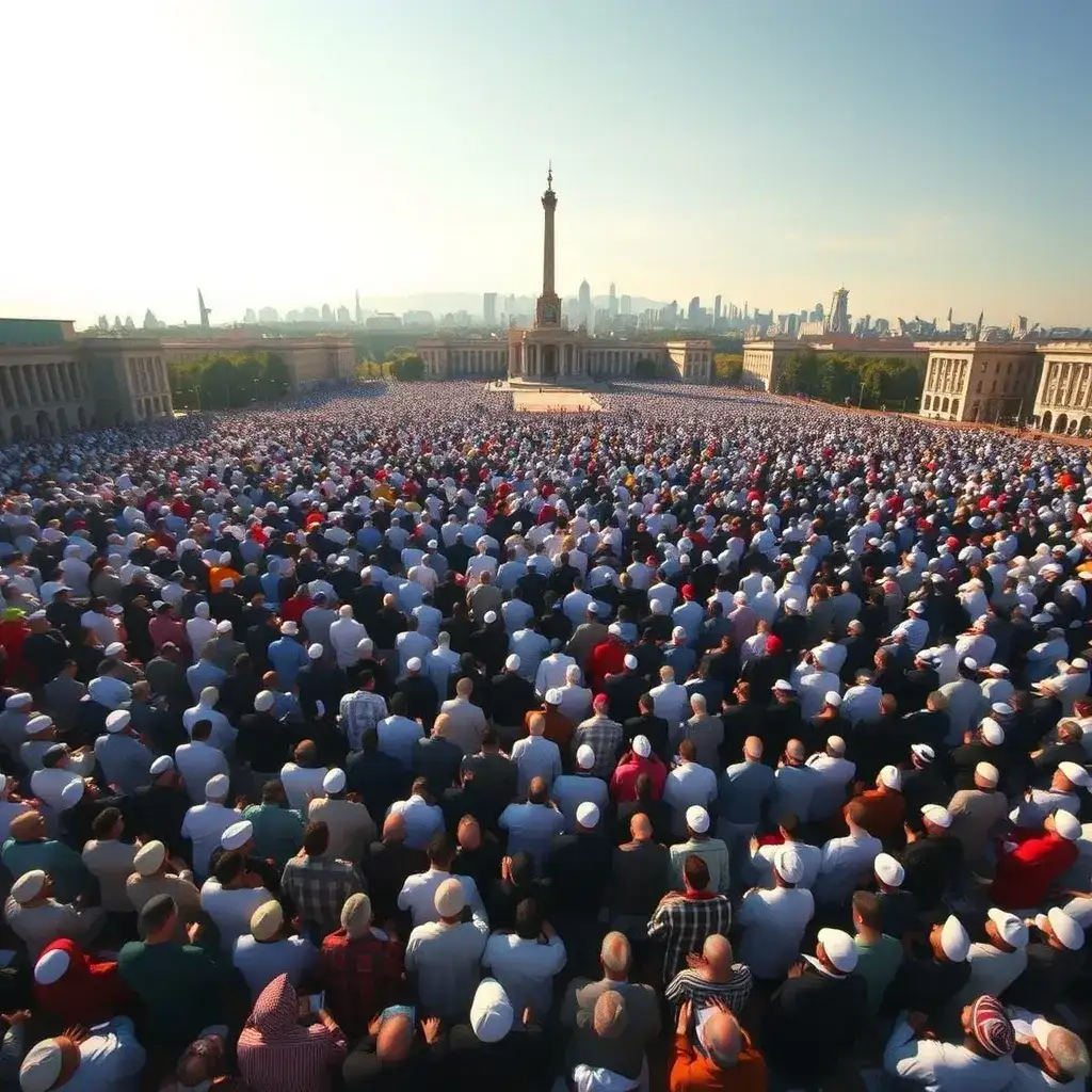 Thousands Mark Eid al-Adha at Independence Square with Calls for Peace and Unity