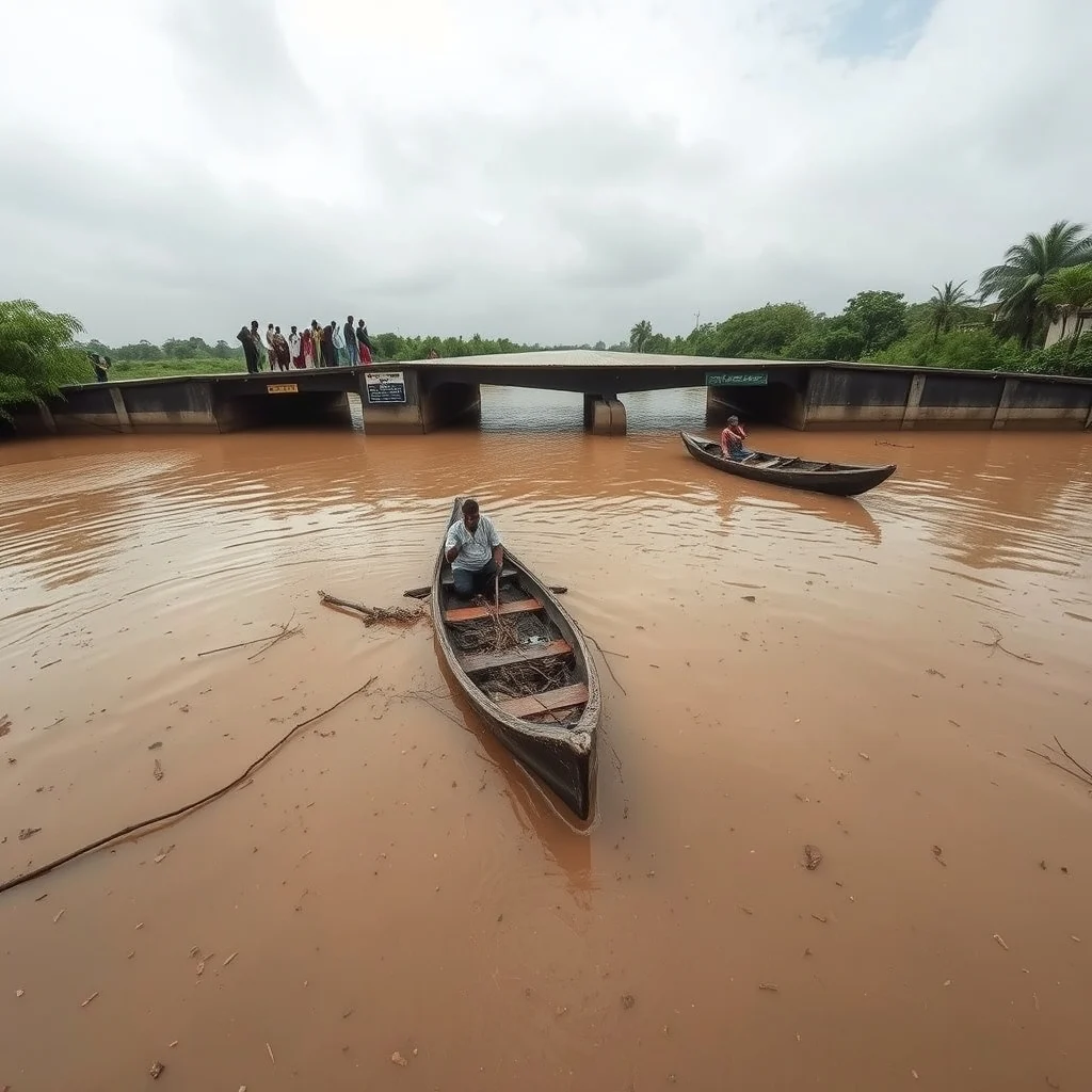 Flooded Obom-Odunkwa Bridge Strands Residents, Sparks Exploitative Crossing Fees