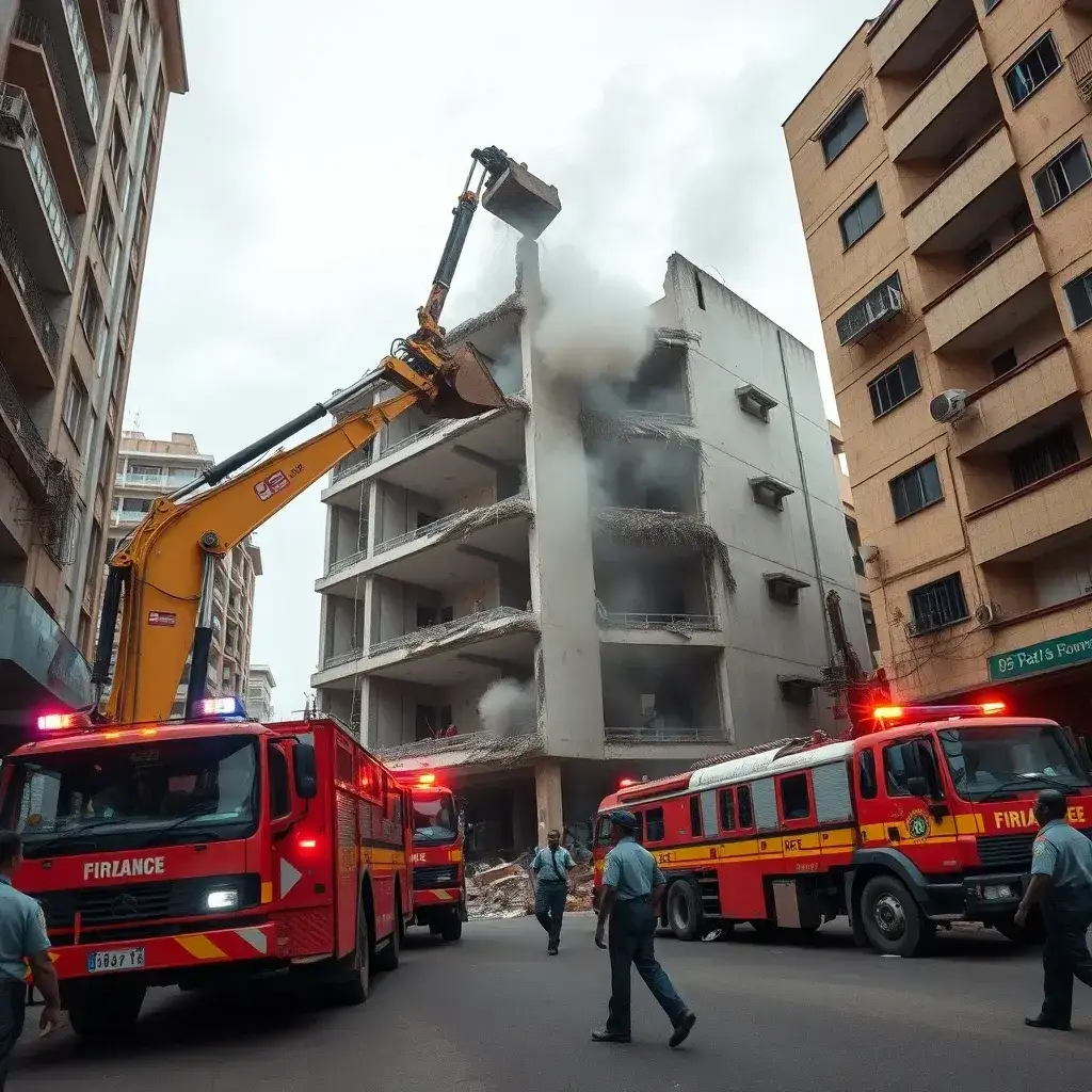 Ghana National Fire Service Oversees Safe Demolition of Dilapidated Osu Building